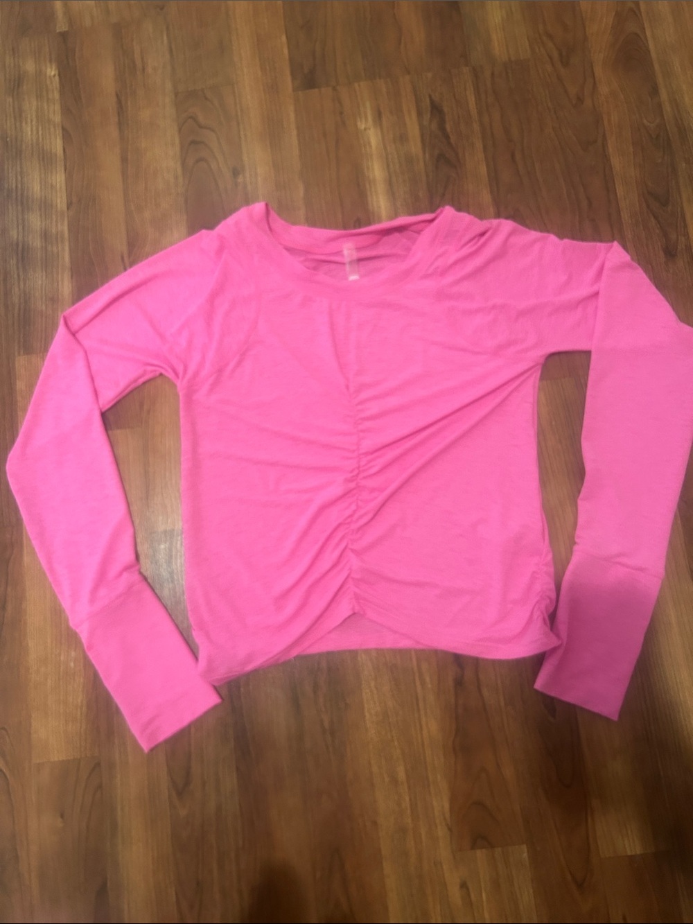 FP Movement by Free People Hot Pink Long Sleeve Ruched Tee